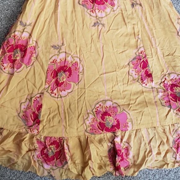Free People Mustard Yellow Floral Halter Dress Size M - Picture 7 of 8